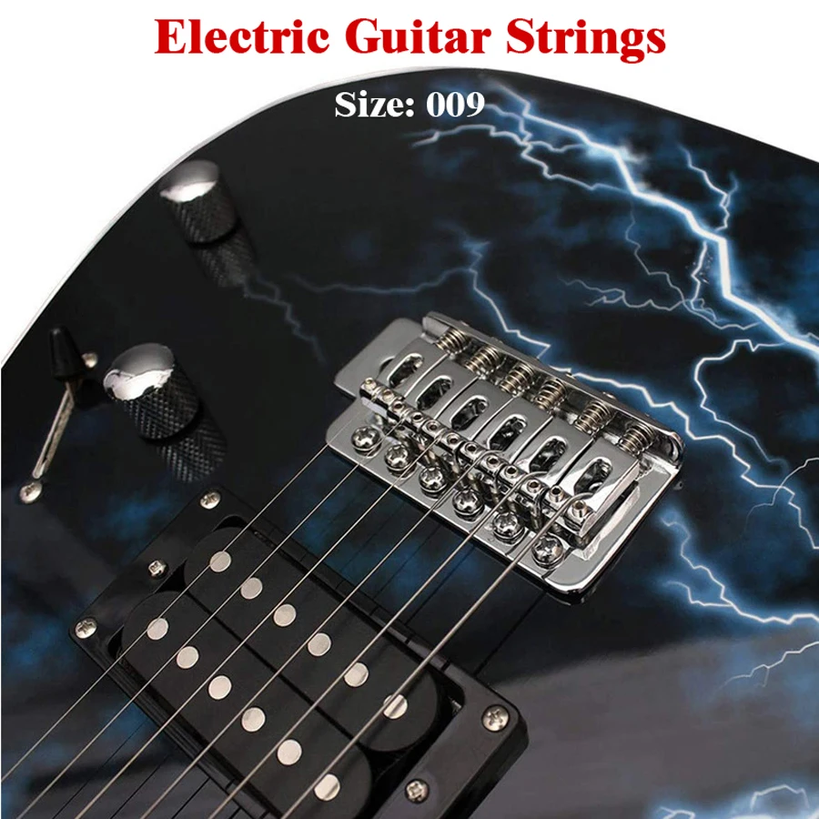 1 Set 6 Pcs Electric Guitar Strings Size 009 Metal Silver Color