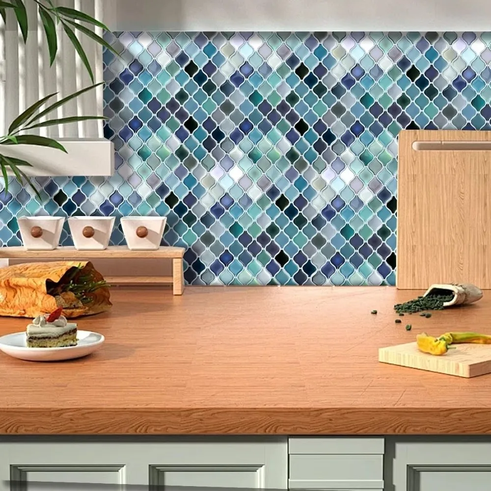 3D Mosaic Stereo Wall Stickers Self-adhesive Waterproof Backsplash Wall Decals Crystal Epoxy Resin Oil Proof Wallpapers