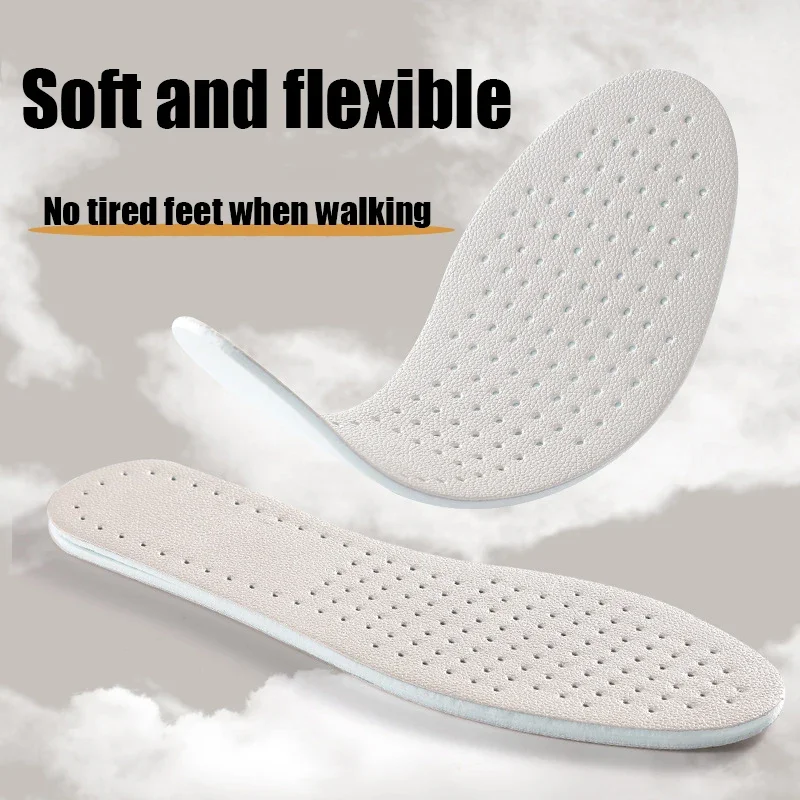 1pair Elastic Shock-absorbing Soles Breathable Sweat-absorbing Insoles Latex Cowhide Insole Soft and Comfortable Sneaker Insoles