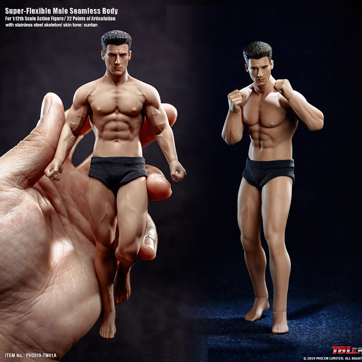 

In Stock 15.3cm/16.3cm TBLeague TM01A/B 1/12 Super Fitness Flexible Male Seamless Body Head Mini Figure Model for Fans Gifts