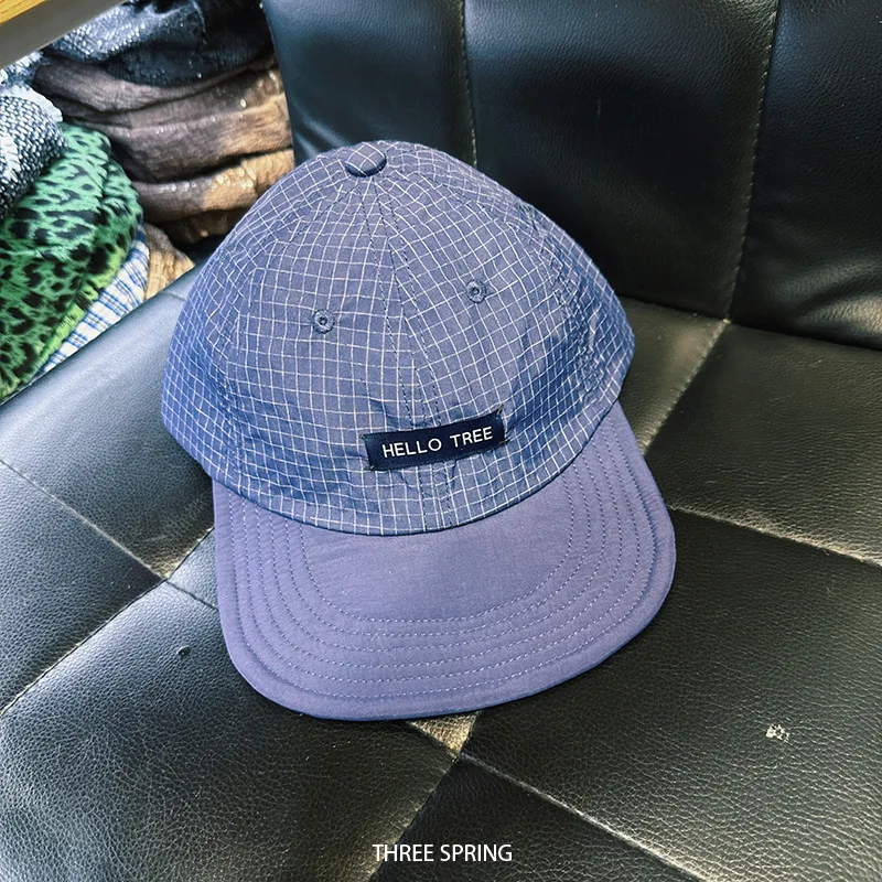 Korean New Niche Check Embroidery Letter Quick-drying Hat Spring and Summer Outdoor Wide-brim Sunshade Baseball Caps