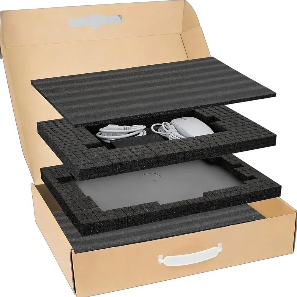 

Laptop Shipping Box with Protection Foam for 11-17 Inch Notebook, Cardboard Laptop Box for Shipping, Secure Mailing Boxes