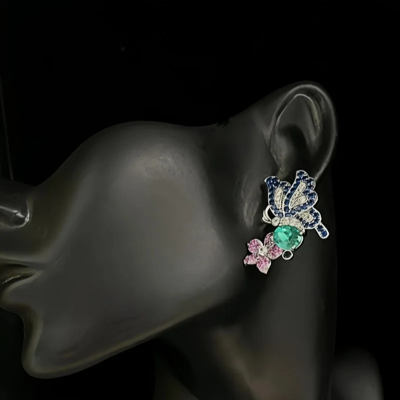 

Spring Autumn Winter Niche Colorful Butterfly Pink Flower Stud Earrings Fashion Earrings for Women