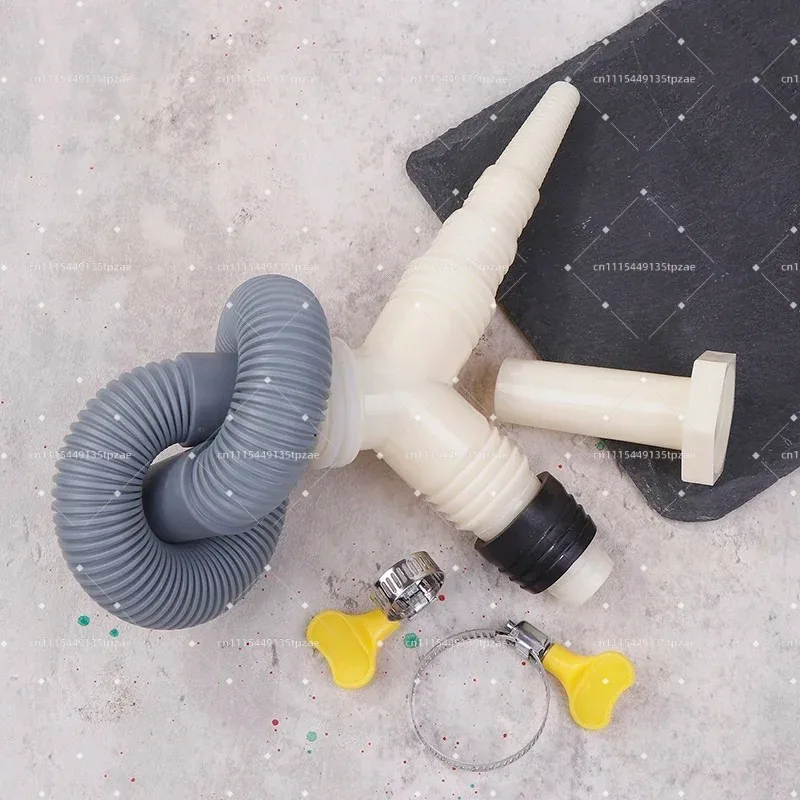 1Set Washing Laundry Equipment Drainage Tee Connector With 50cm Extension Drain Hose Replacement Pipe Fitting