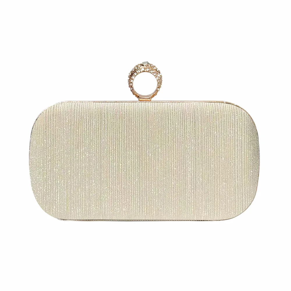 

Finger Ring Women Evening Bags Party Wedding Glitter Handbags New Arrival Purse Diamonds Box Holder Clutch Gold Shoulder Bag Sac