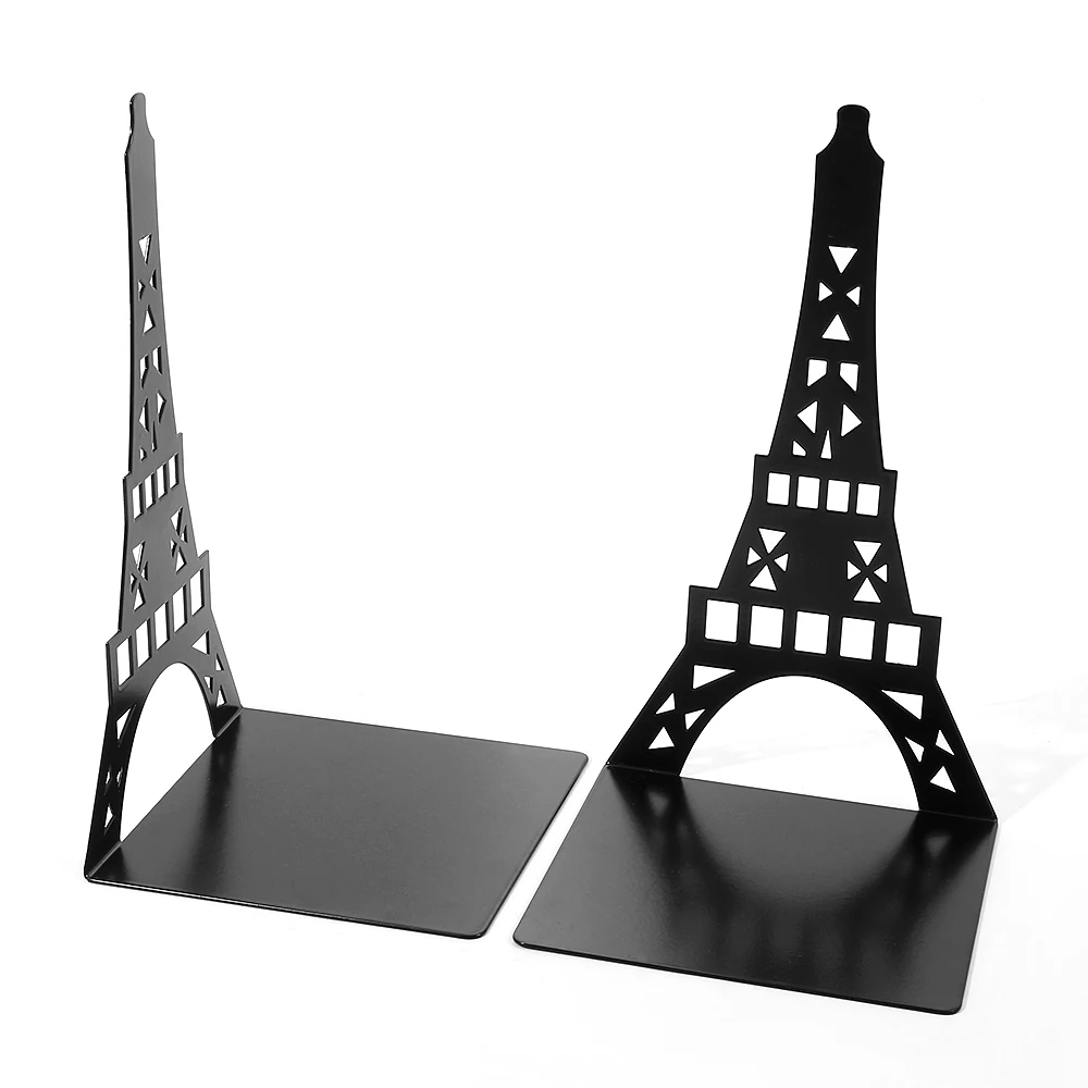 Eiffel Tower Hollow Metal Bookends Book Holder Office Table Desk Decoration Book Support Learning Work Tools for Men Women