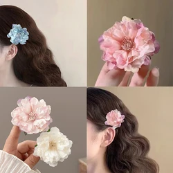 Peony Flower Hair Clips Side Clip Headwear Hair Ornaments Sweet Simulated Flower Hairpins For Woman Girls Beach Accessories