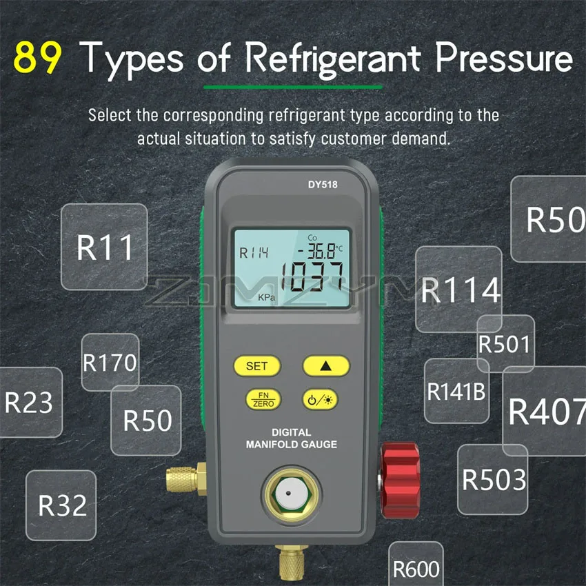 Medidor de vacío de refrigerante, manómetro electrónico de temperatura de presión, probador de colector Digital para aire acondicionado de coche