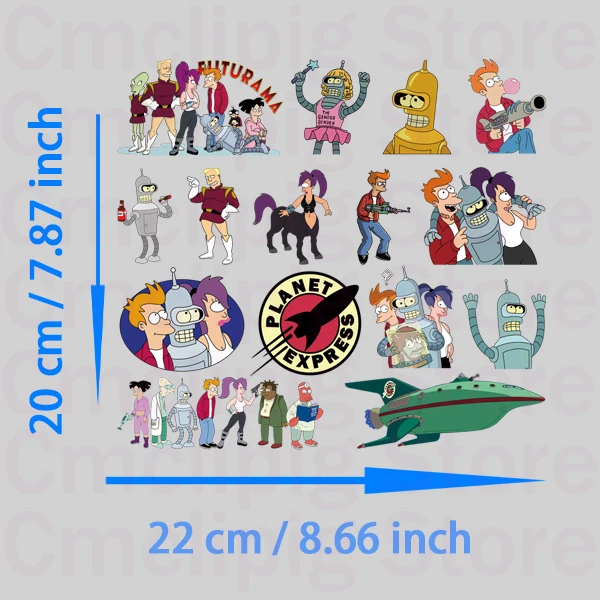 Disney Funny Cartoon Futurama Philip J.Fry Patches for clothes DIY children stripes for jeans self-adhesive vinyl stickers