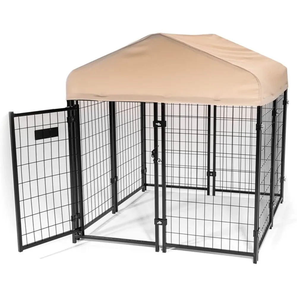

Dream Stay Series 4 By 4 By 4.3 Feet Studio Jr. Black Powder Coat Steel Frame Outdoor Dog Kennel With Waterproof Canopy Roof An