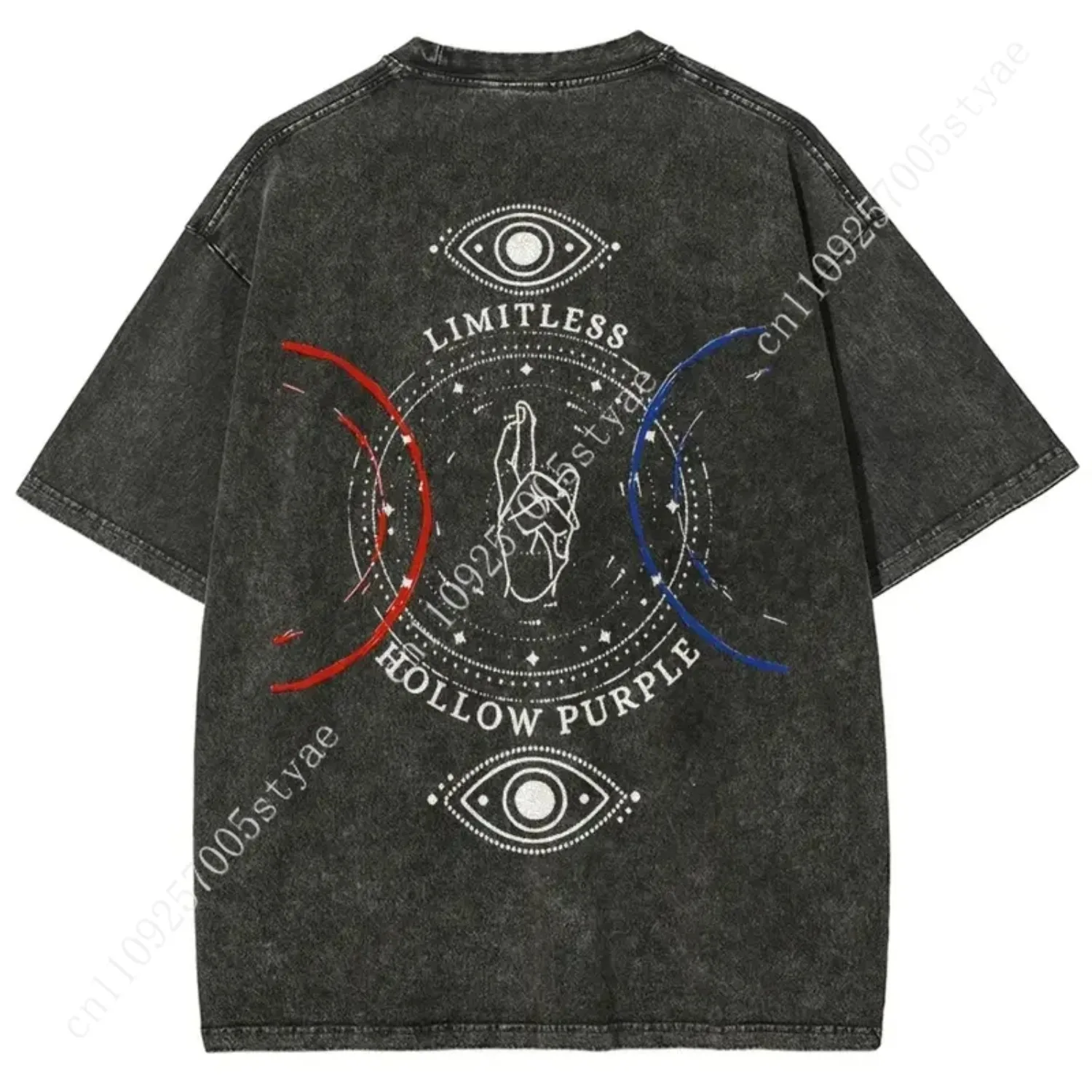 Anime  Gojo Satoru Print T-shirt Men Women Clothing Vintage Washed Tee Oversized Cotton T Shirt Harajuku Tshirt view 5