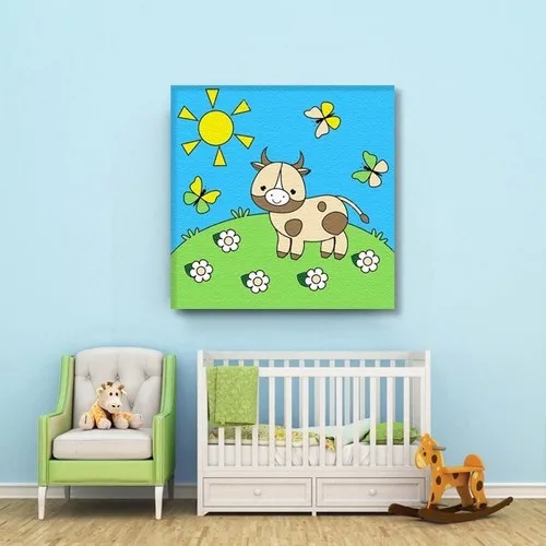 Tabdiko Painting By Numbers Cute Cow Yavrusu 20*20 cm Canvas Print Painting Set