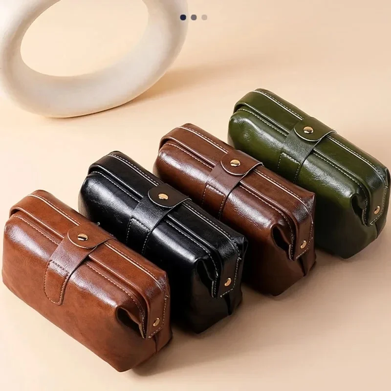 Vintage PU Leather Large Capacity Women Cosmetic Bag Portable Travel Toiletry Purse Makeup Brush Storage Organizer JJ4806