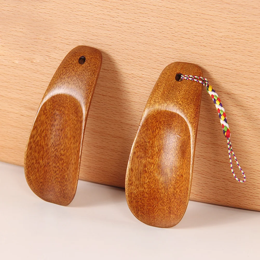 Natural Wooden Shoe Horn with Hanging Strap Spoon Shoes Horn for Men Women Kids smooth shoe horn shoe horn for travel