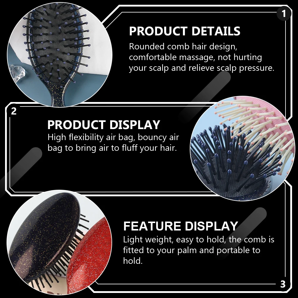 

4pcs Comb Comfortable Hairbrush Scalp Massage Lightweight Oval Cushion Hairdressing Tool Flexibility Mini Plastic Brush