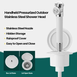 Stainless Steel External Shower Box with Pull-Out Shower Head for Speedboat, Yacht, and Marine Use, Recessed Transom Shower