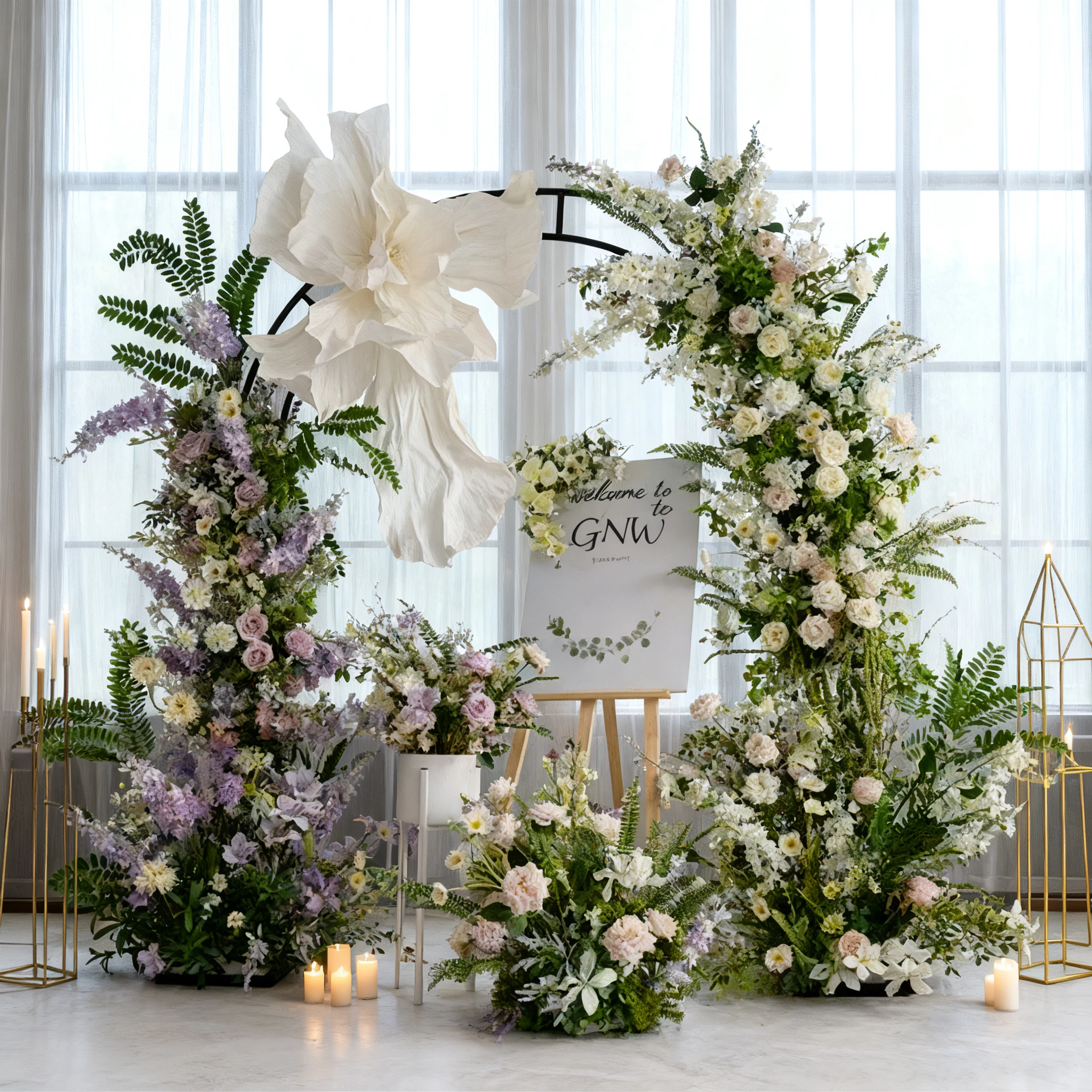 

Wholesale Artificial Silk White Wedding Arch Set Realistic Arch Floral Artificial Flowers For Wedding Activities Venue