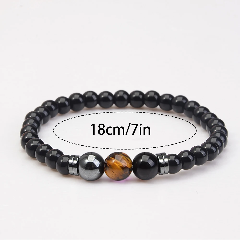 2pcs/set Obsidian Hematite Natural Stone Bracelet Necklace Set