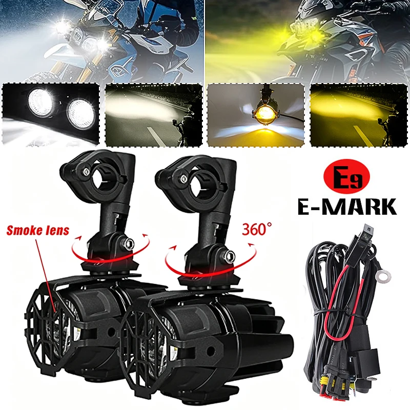 E9 Mark Motorcycle Auxiliary Lights LED Fog Lights For BMW R1200GS F800GS K1600 F700GS Auxiliary Light Fog Lights