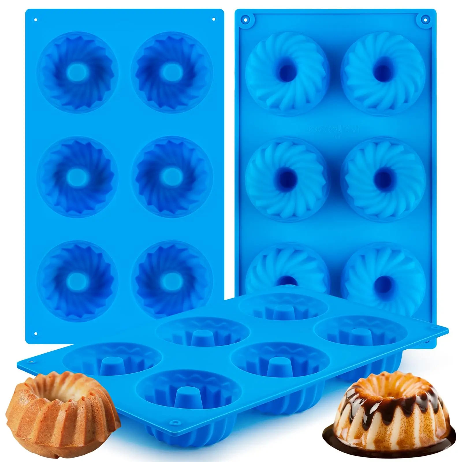 Mini Bundt Cake Pan 6 Cavity Non-stick Silicone Cake Baking Molds for Cornbread Dessert Muffins Silicone Baking Mold