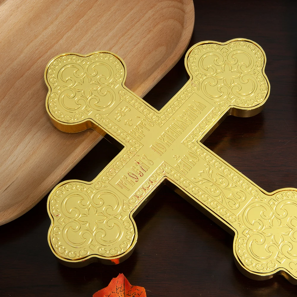 Neues Orthodoxes Kruzifix, Jesus-Ikone, Kreuz mit Emaille im byzantinischen Stil, christliches Kreuz für Gebetsrituale, heilige Altardekoration für Zuhause – Detail 6