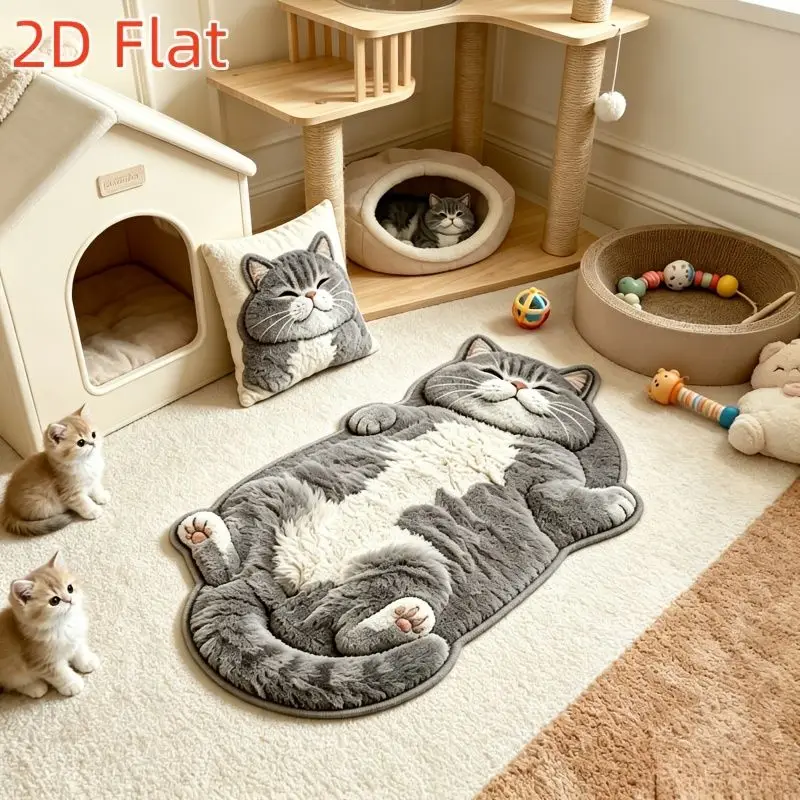 VIKAMA Irregular Husky Dog Shaped Rug Cute Sleeping Puppy Non‑Slip Soft Floor Mat for Bedroom Living Room Home Decor