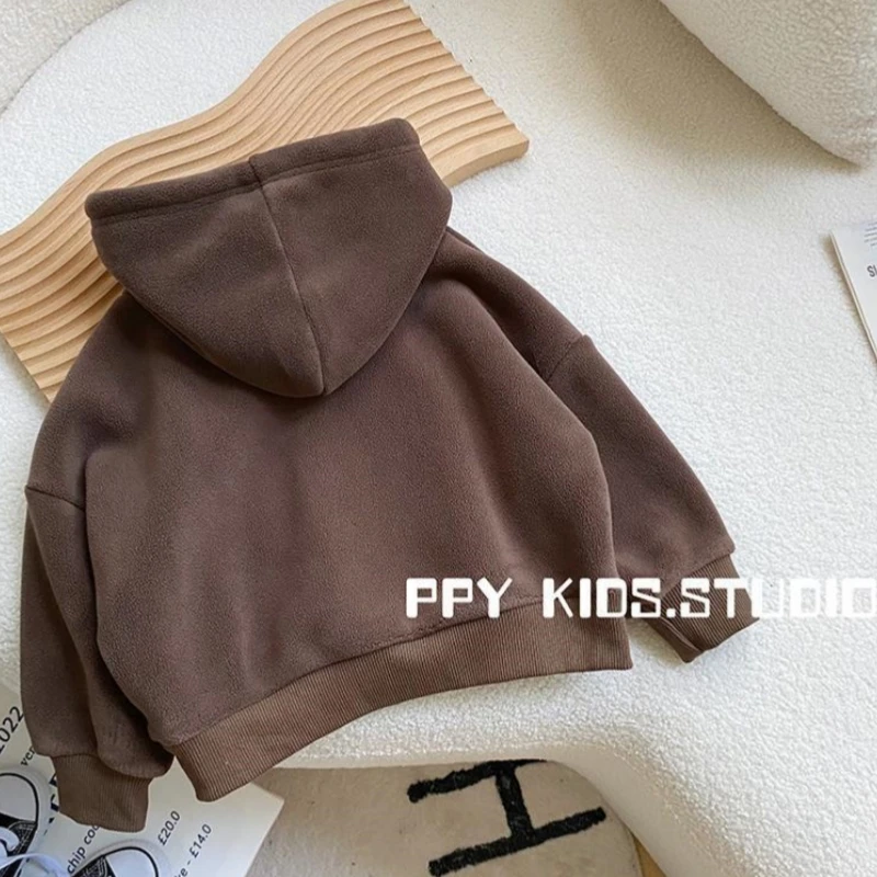 Boys Hoodies Sweatshirts Cotton Tops Outwear 2024 Beige Spring Autumn Kids Sport Uniforms Children\'s Clothing