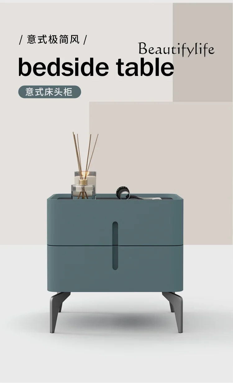 

BJ Italian Minimalist Designer Bedside Table, Bedroom Storage, Bedside Cabinet, High-end Paint Light Luxury Storage Cabinet