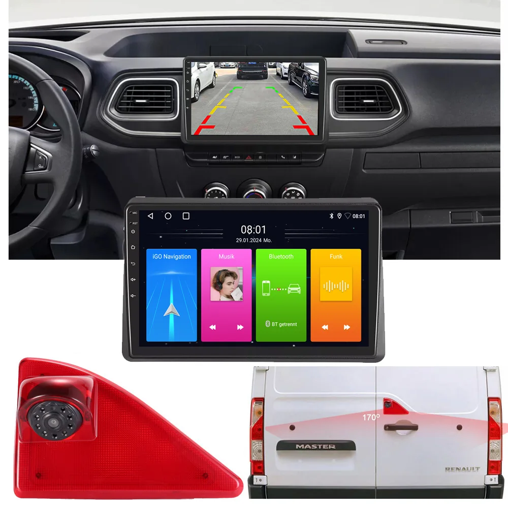 

Android car radio with GPS Navigation+ HD reverse camera for Renault Master II III IV Kasten Bus Kombi MK3 Pritsche Fahrgestell