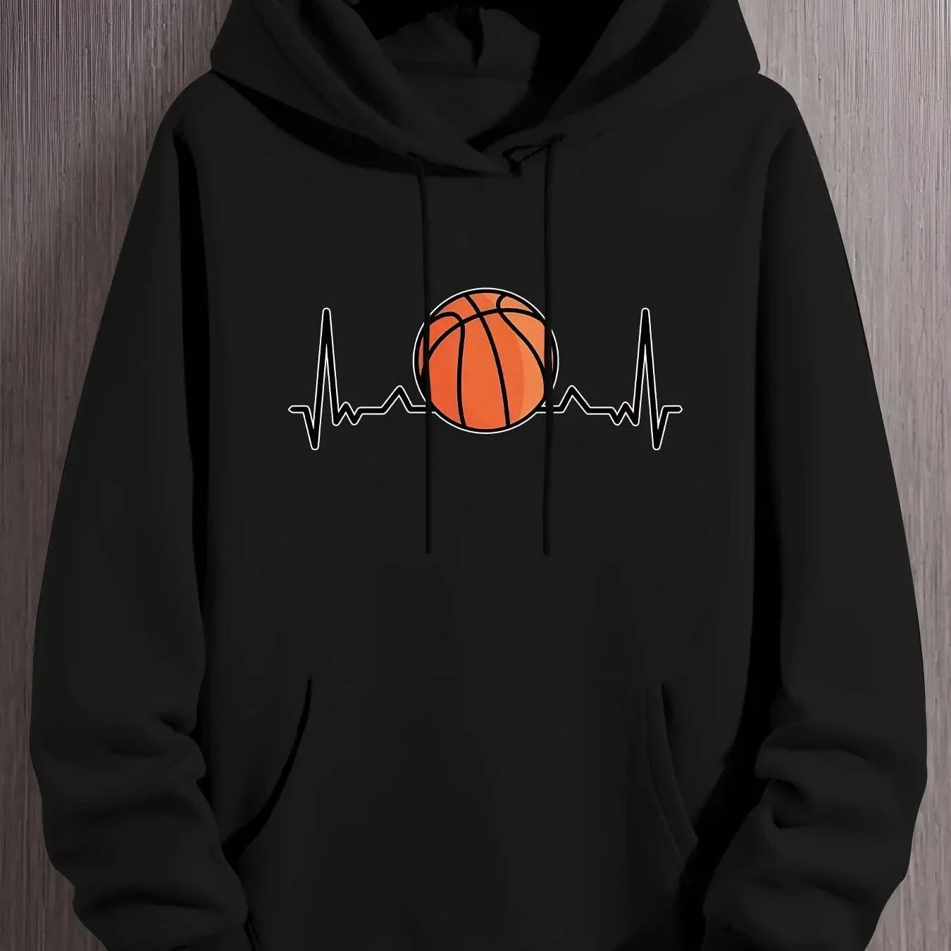 Designed for Men with Casual Patterns This Pullover Sweatshirt Includes a Kangaroo Pocket And Embodies Street Fashion