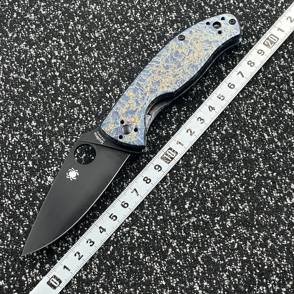 

C122 lightning pattern titanium alloy handle outdoor folding knife camping sharp pocket portable tactical EDC tool knife