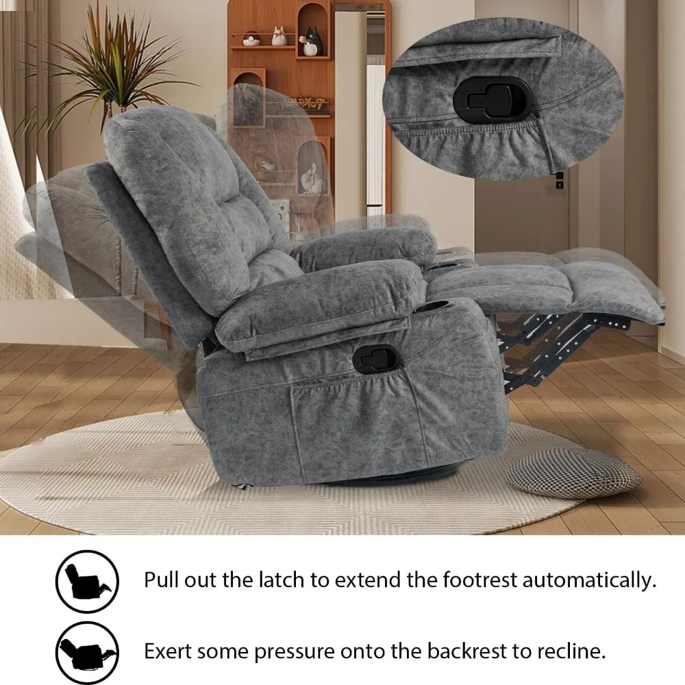 كرسي هزاز دوار مع حامل أكواب حرارية للتدليك، كراسي شراعية من القماش المحشو، كراسي هزازة يدوية #6