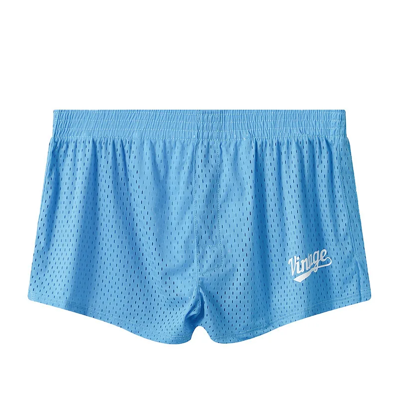 

Wang Jiang Men's Boxer Tanga Underwear Breathable Mesh Summer Pajama Shorts Silk Bottom Sleepwear Home Wear Loose PJ Panties