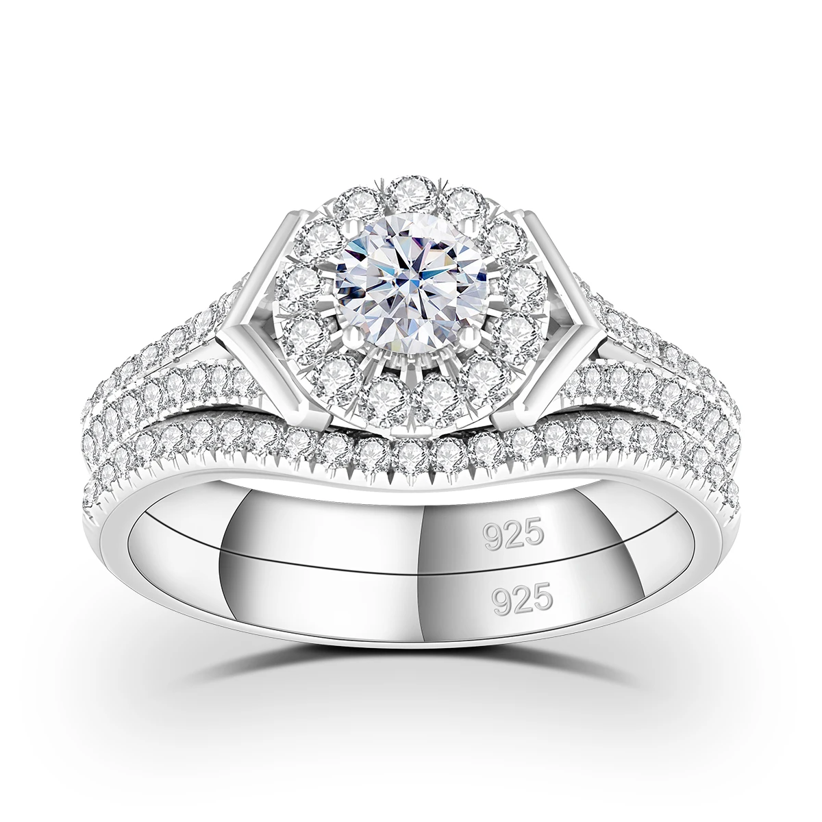 2pcs Moissanite Rings Set For Engagement With Certificate GRA Original 925 Sterling Silver Premium Quality Wedding Jewelry Gift