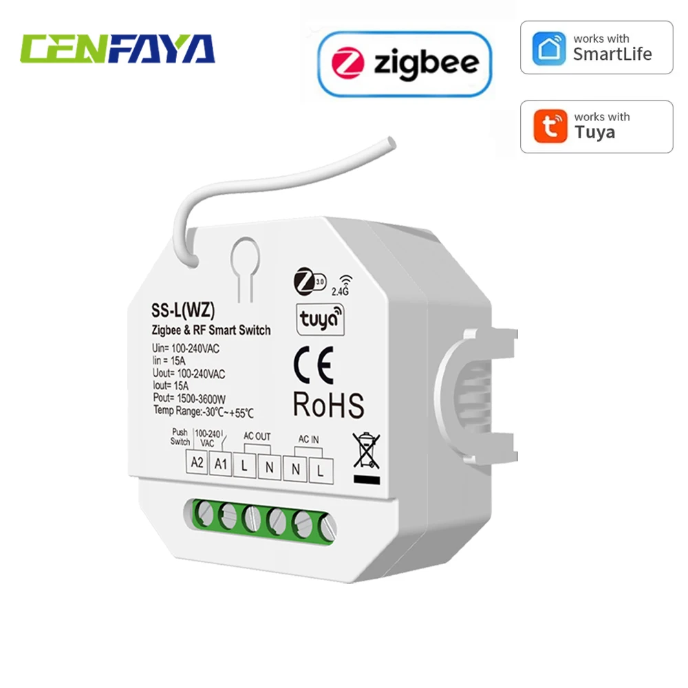 CENFAYA ZigBee Smart Light Switch Zigbee Hub Required Tuya APP Voice Control with Alexa Google Home RF 2.4G Remote Controller