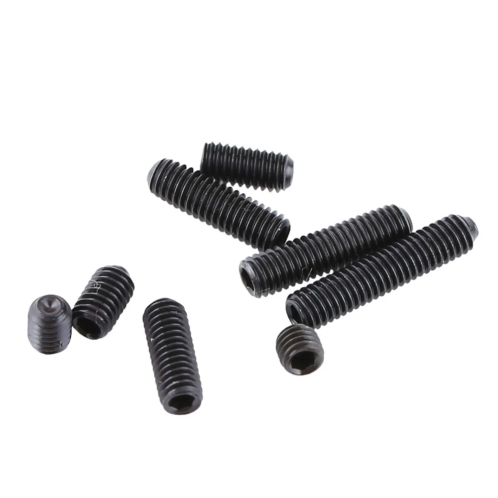 200pcs Practical M3 Metric Grub Set Screw Carbon Steel Black Finish Cup Point Screw Hex Screw Light Fixture