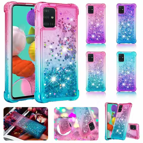 For Samsung S25 S24 S23 FE S22 S21 S20 Note 20 Ultra S10e Plus Liquid Glitter Quicksand Phone Case Shockproof Protective Cover