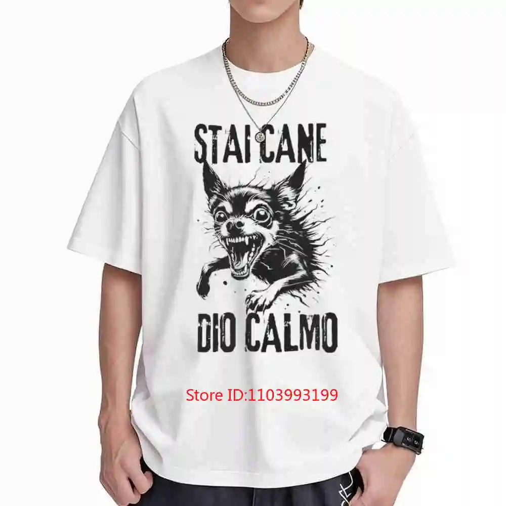 Stai Cane Dio Calmo Chihuahua Bestemmia Short Sleeve Tee 100% Cotton T-Shirt
