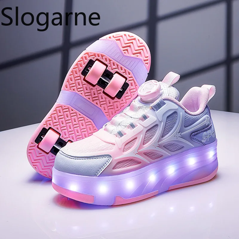 2026 New Runaway Shoes with 4 Wheels Boys Roller Skates Shoes Students Casual Sneakers Rollerskates Fashion Outdoor Sports Shoes