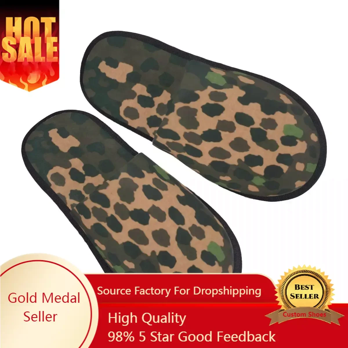 

Custom Pea Dot Camo Camouflage Soft Memory Foam House Slippers Women Multicam Cozy Warm Anti-skid Sole Slipper