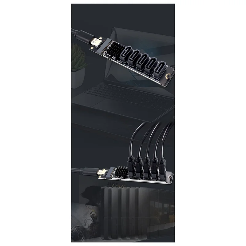

Карта адаптера GO TYPE-C к SATA к 5-портовому SATA3 6 Гбит/с USB10G Карта адаптера расширения JM575 + JMS580