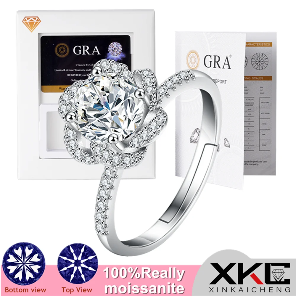 High-end GRA, moissanite ring, flowers, a Ms. Querat luxury jewelry ring gift