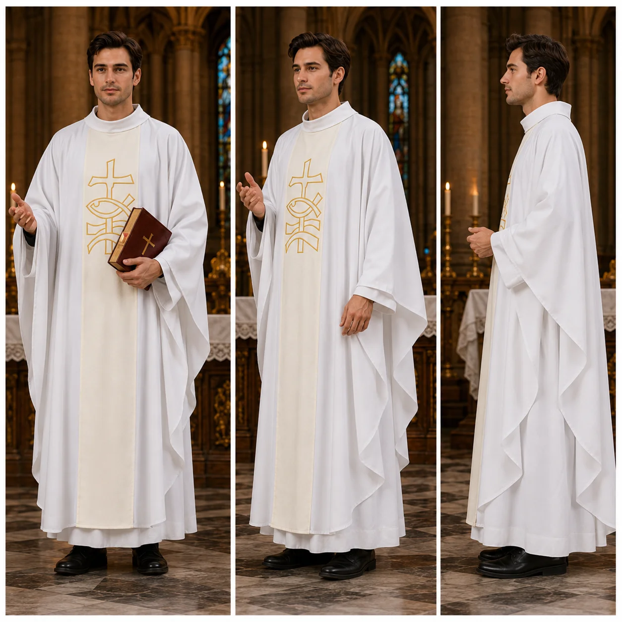 Weiße Liturgische Priesterrobe – Embroidery Outfit Bewertung und Preis