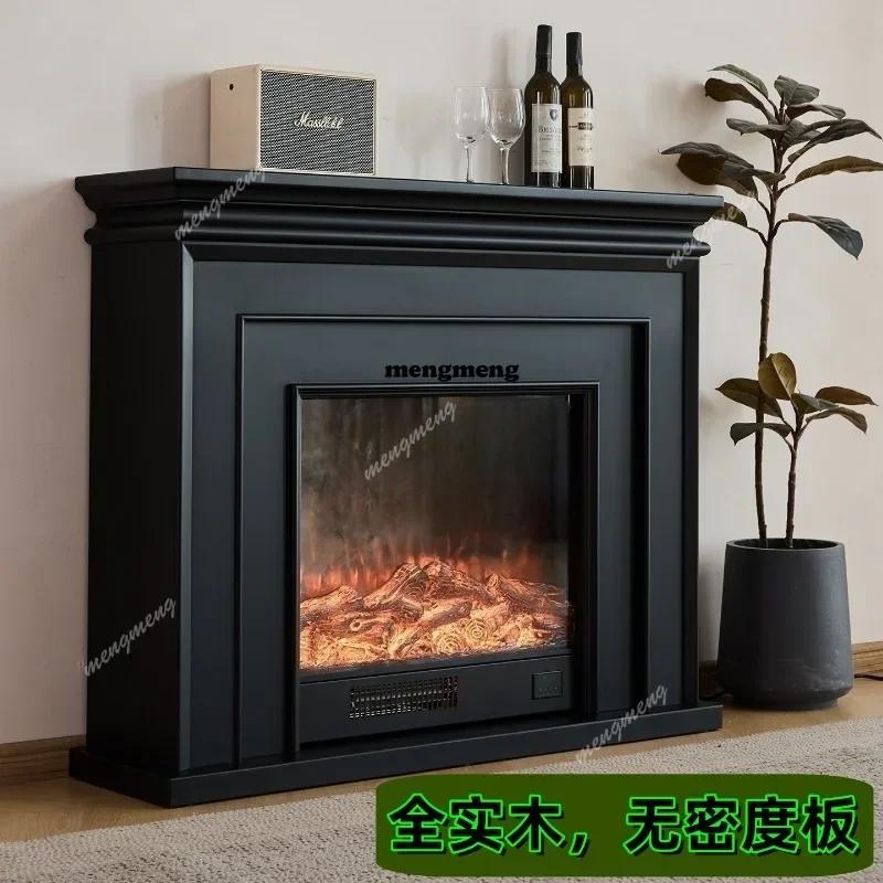 M138 All solid wood fireplace decorative cabinet, black fireplace simulation fire fireplace integrated