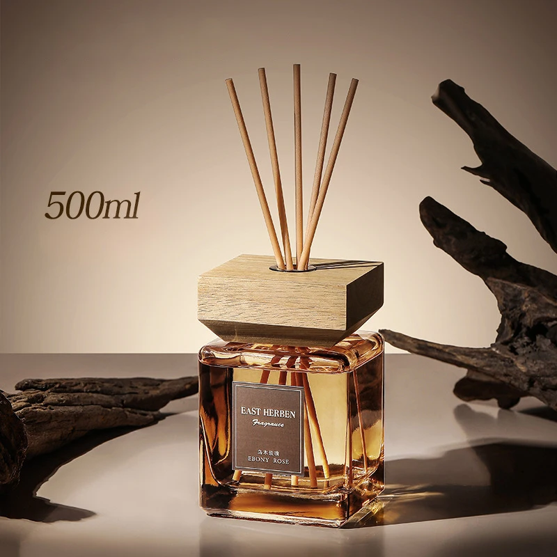 Big Capacity 500ml Reed Diffuser Gift with Wooden Cap Glass Bottle Natural Rattan Sticks and Plant Essential Oil Shangri-la