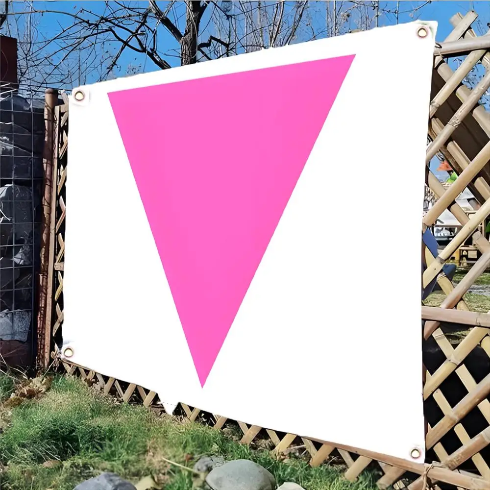 pink triangle flag Flags Edgeless four-ring hanging decor indoor outdoor compatible easy for hanging display