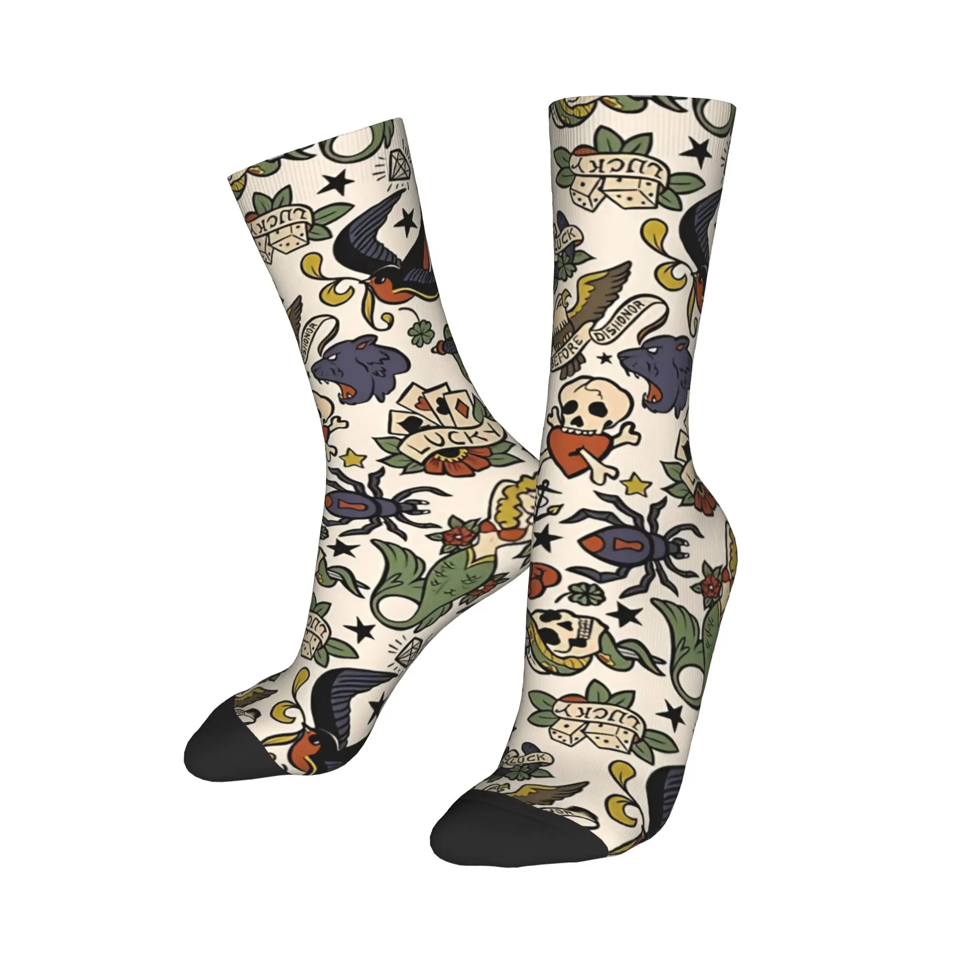 فلاش الوشم جوارب الرجال الجوارب عالية الجودة الجوارب الحديثة الخريف الدراجات المضادة للعرق جوارب مخصصة هدية عيد ميلاد