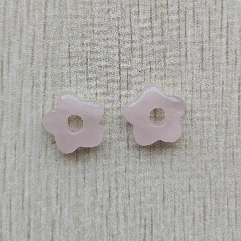 Mix Natural Stone Flower Shape Big Hole Beads 15mm for Necklaces Bracelets Earrings Jewelry Making 12pcs Wholesale Fast Shipping