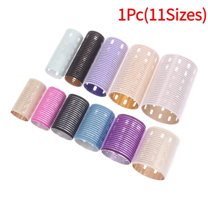 1Pc Color Aluminum Core Self-Adhesive Hair Roll Pure Nylon Hook And Loop Roller Self Grip Styling Hot Thermal Volume Curler.