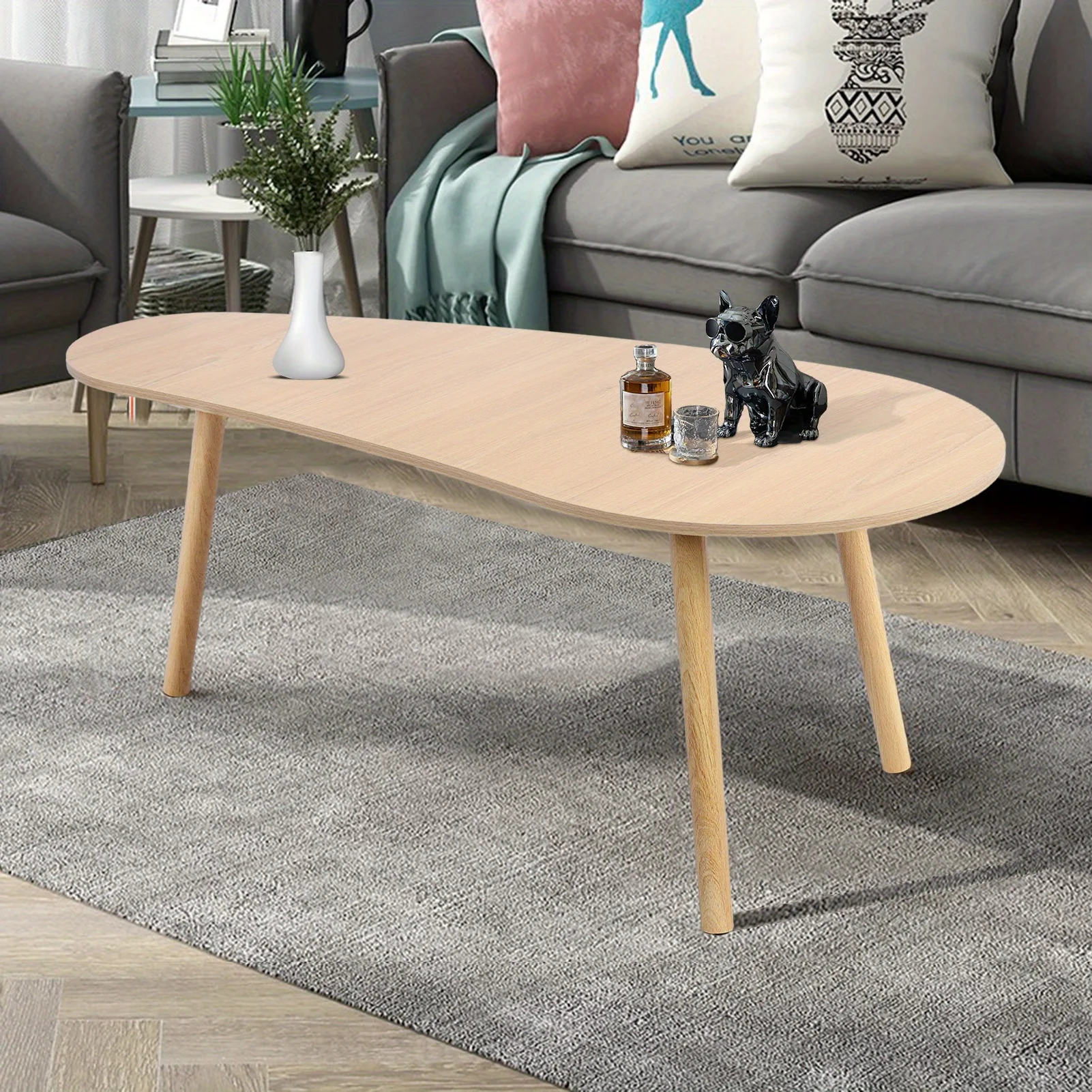 Medieval Modern Minimalist Coffee Table With Mango Shaped Small Wooden Central Table For Display In Living Room Bedroom